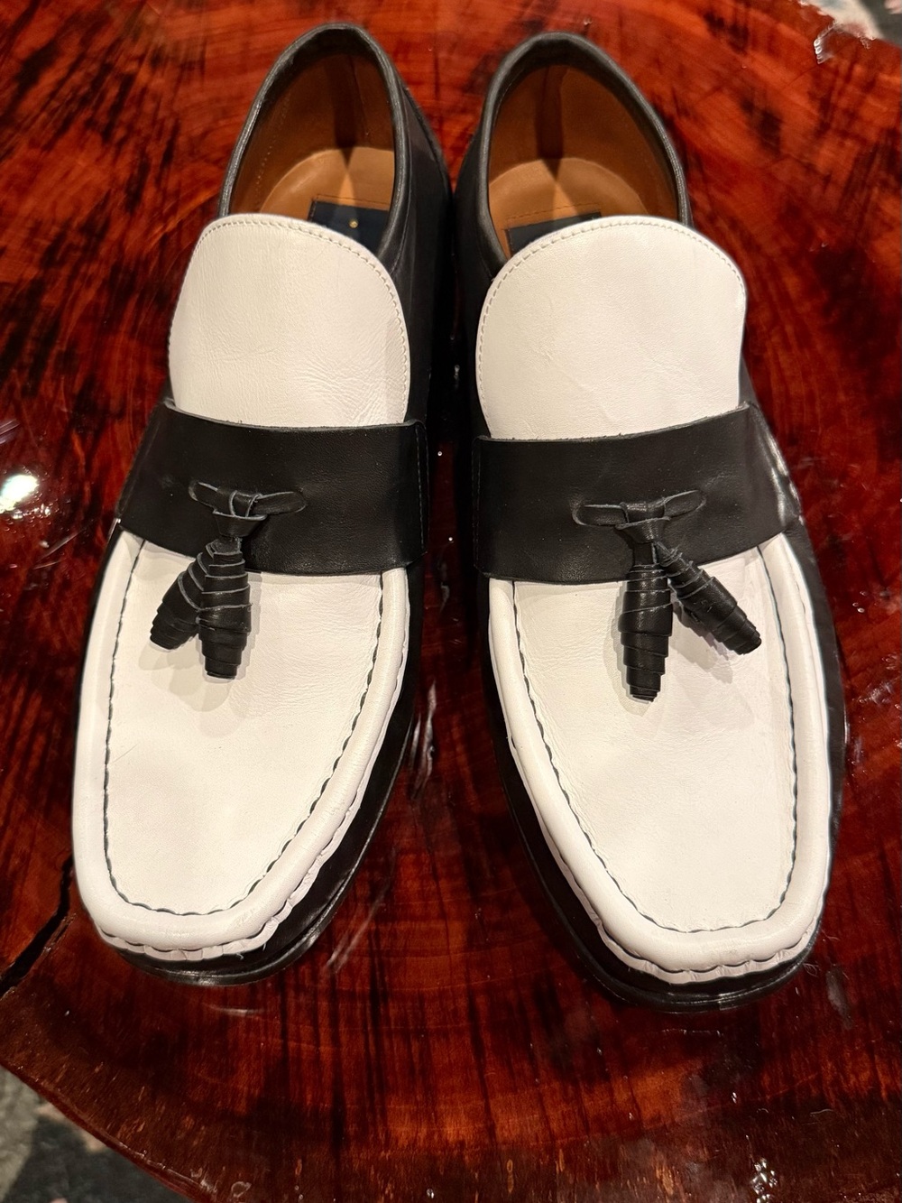 Vintage Patrick Cox Two-Tone Leather tassel loafers, made in Italy, EU 42.